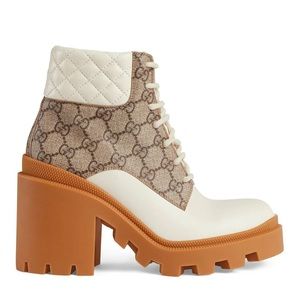 Gucci Beige and White Ankle Boots